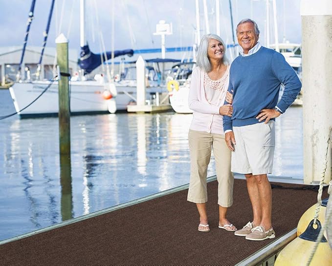House, Home and More Indoor Outdoor Double-Ribbed Carpet Runner with Skid-Resistant Rubber Backing - Bittersweet Brown - 4 Feet x 20 Feet