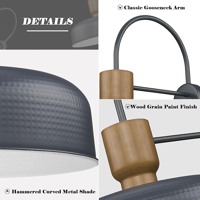 Outdoor Barn Light Gooseneck Barn Light, Farmhouse Exterior Wall Mount Light Vintage Wall Lighting Fixture Industrial Sconce Lantern for Porch, Entryway, Garage, Blue, 2 Pack, Large