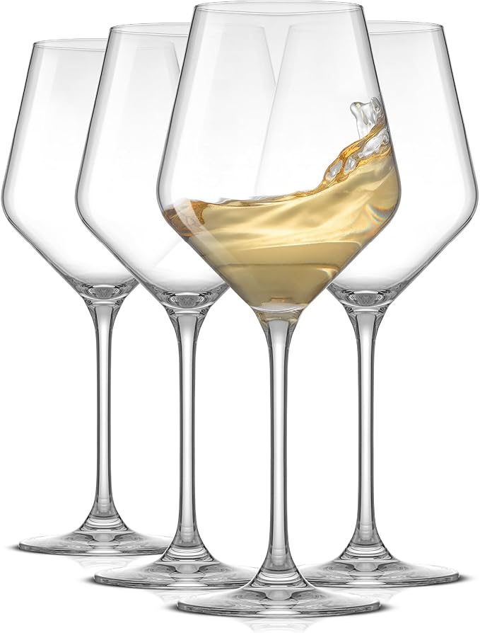 JoyJolt Layla White Wine Glasses, Set of 4 Italian Glasses, 13.5 oz Clear – Made in Europe