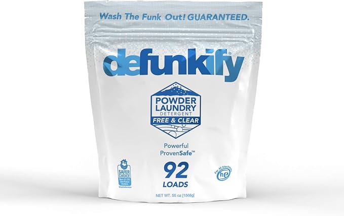 Laundry Detergent Powder, 92 Load/55oz. 'Free & Clear' Powder Laundry Detergent for Sensitive Skin. ProvenSafeโข Laundry Stripper Washing Detergent w/Odor & Stain Remover for Activewear & All Fabrics