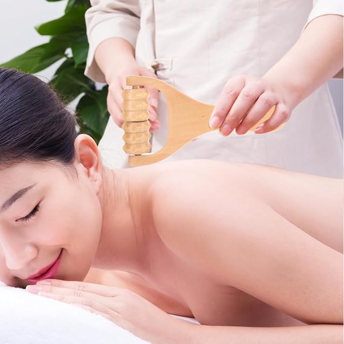 Wooden Massage Roller, Wood Therapy Massage Tools 2pcs Bead Wooden Roller Tool Muscle for Men and Women, Muscle Tension Relief Tissue Father and Mother Day Giftware