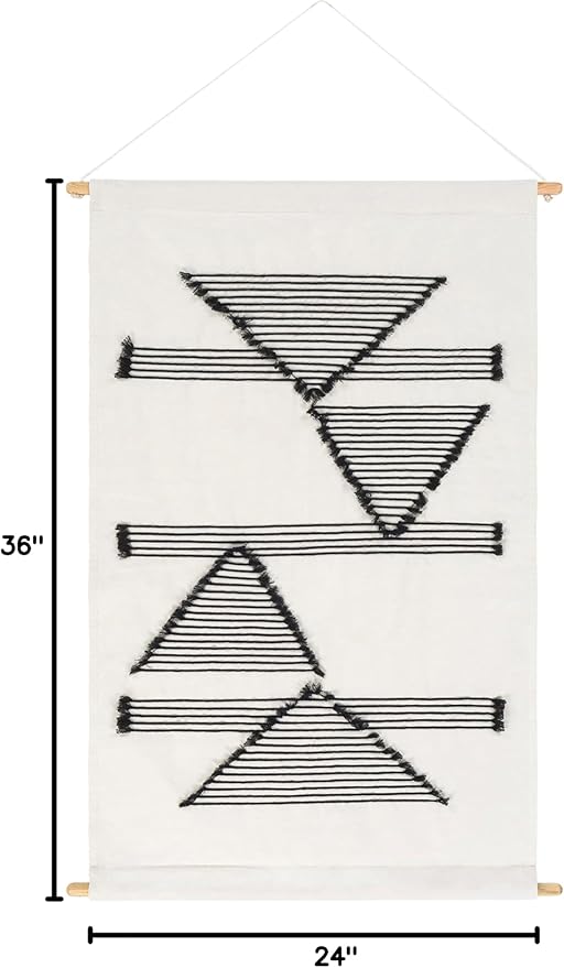 Mark&Day Wall Art, Hohenzell Modern Farmhouse Ivory Macrame Tapestry Wall Hanging for Living Room, Bedroom, Office or Kitchen (36"H x 24"W)