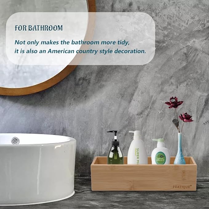 Bamboo Drawer Organizer - Kitchen Utensil Organizer Silverware Tray Cutlery Holder,Office Desk Supplies and Accessories (8.9x5.9x2.6 inch)