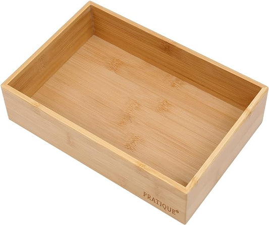 Bamboo Drawer Organizer - Kitchen Utensil Organizer Silverware Tray Cutlery Holder,Office Desk Supplies and Accessories (8.9x5.9x2.6 inch)