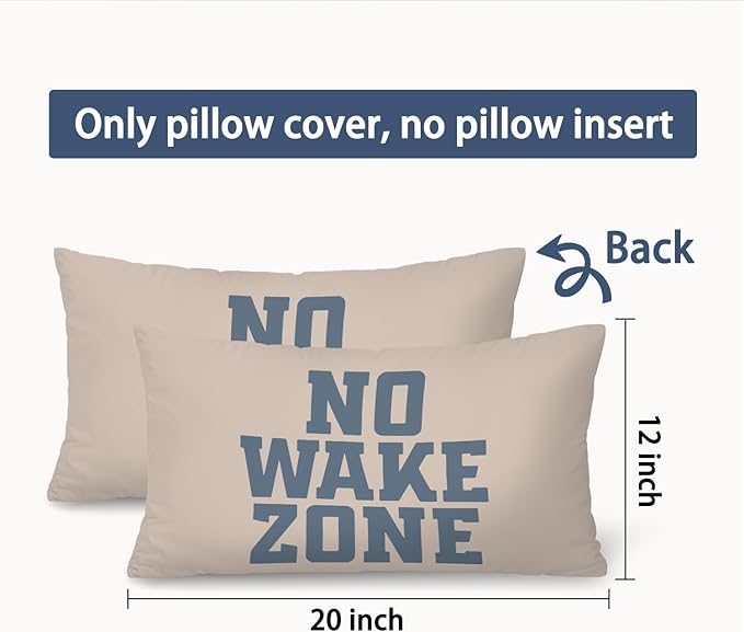 Coastal Beach Room Decor 12x20 Pillow Cover, Lake House Decor, No Wake Zone Nautical Coastal Decorative Lumbar Pillow Covers for Bedroom Living Room Home Sofa Couch