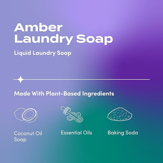 Indigo Wild Zum Clean Laundry Soap - Plant-Based Liquid Laundry Soap - Contains Baking Soda, Essential Oils & Saponified Coconut Oil - Amber - 64 fl oz