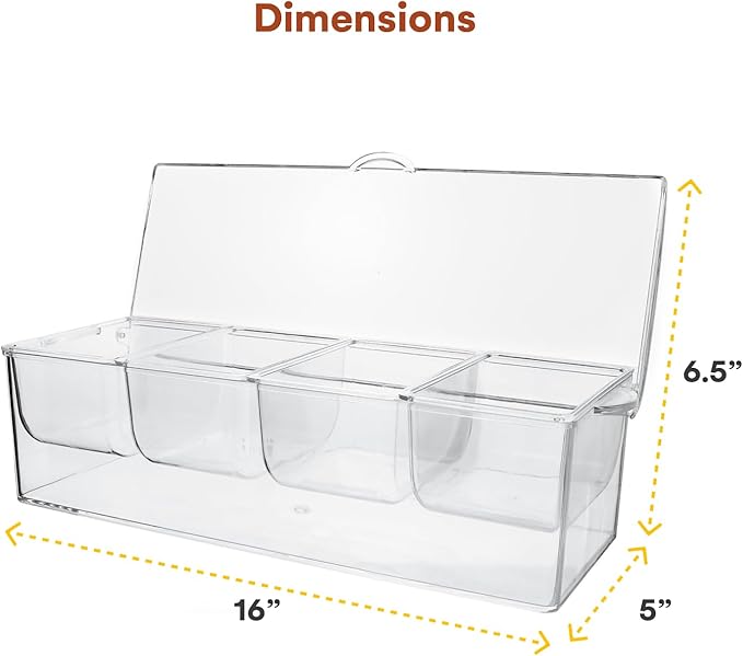 Estilo 4 Section Condiment on Ice, Clear (1-(Pack))