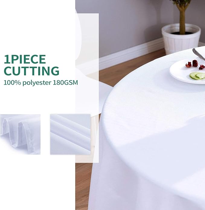 Surmente 120 inch Round tablecloths -10 Pack White Round Table Cloths, Polyester Fabric Table Covers for Weddings, Banquets, or Restaurants