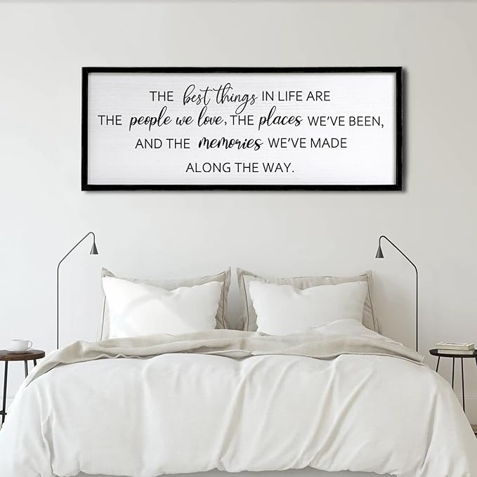 The Best Things in Life Framed Wall Art, 32''×12'' Rustic The Best Things in Life Sign for God Jesus Christ Prayer, Horizontal Holy Inspirational Family Home Decor