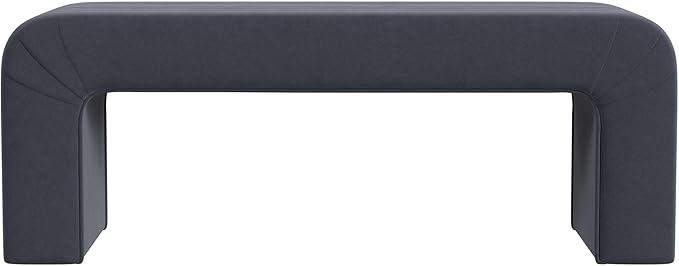 Modern Arch Channel Bedroom Bench Ottoman, 48" Entryway Bench and Shoe Rack, Soft Cushion Bench for Bedroom End of Bed, Ottoman Bench for Living Room, Bedroom, Entryway (Beach Blue Velvet)