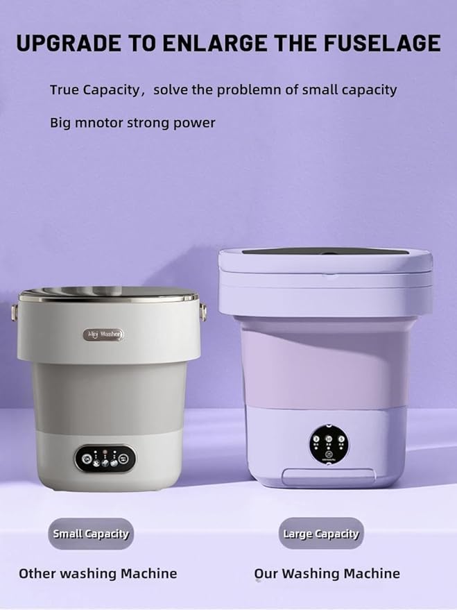 Portable Washing Machine, Mini Washer,16L Upgraded Large Capacity Foldable Washer.Deep Cleaning of Underwear, Baby Clothes and Other Small Clothes.Suitable for Apartments, Dormitories, Hotels.(Purple)