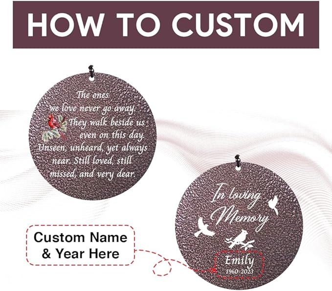 Personalized Wind Chime Memorial, Cardinal Memorial Gift, Sympathy Chimes, Wind Chimes for Loss of Loved One, in Memory of a Late Friend, Bereavement/Sympathy for Remembrance