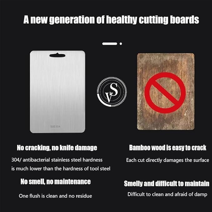 Titanium Cutting Board,100% Pure Titanium Cutting Boards for Kitchen, 2025 Double Sided Food-Grade Chopping Board for Cutting Meat Vegetable Fruit (12"L x 9"W)