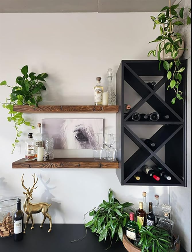 joelsantiques 30 Inch Wooden Floating Shelves for Wall - 30x9x2 in - Made of Natural Wood - Long Heavy Duty Rustic Wall Shelves for Bedroom - Perfect for Living Room, Kitchen - Medium Brown