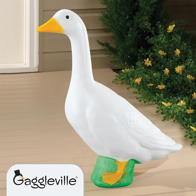 Fox Valley Traders Gaggleville Porch Goose Large White Goose Statue – Charming 23" Outdoor Decorative Figurine for Garden, Patio, or Entryway Accent