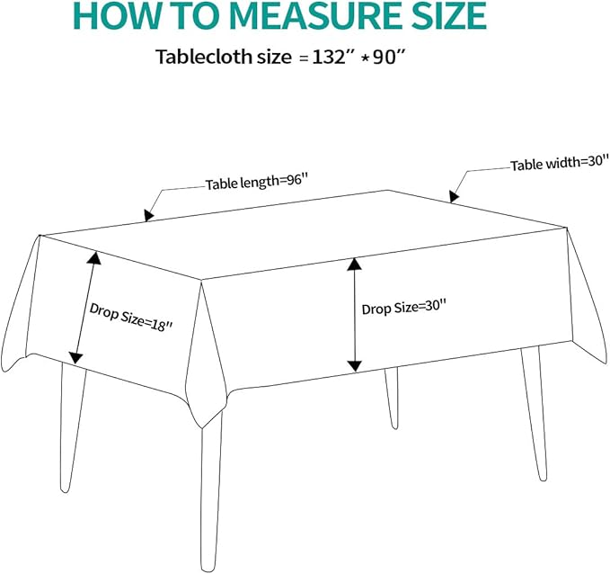 Surmente Blue Tablecloth 90 x 132-inch Rectangular Polyester Table Cloth for Weddings, Banquets, or Restaurants