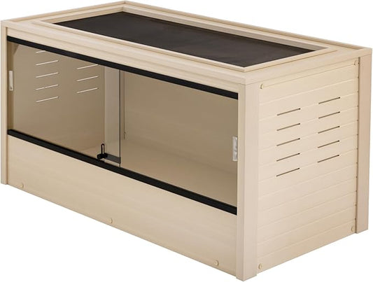 New Age Pet ECOFLEX 48" Mojave Reptile Lounge -Durable Wood Plastic Composite Habitat with Ventilation, Removable Glass Doors & Lock, Easy Assembly, for Tortoises, Snakes, Iguanas