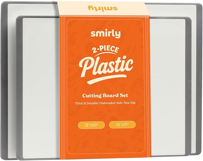 SMIRLY Plastic Cutting Board Set, Dishwasher Safe Plastic Cutting Boards Set for Kitchen, Cutting Boards for Kitchen - Plastic Chopping Board Set