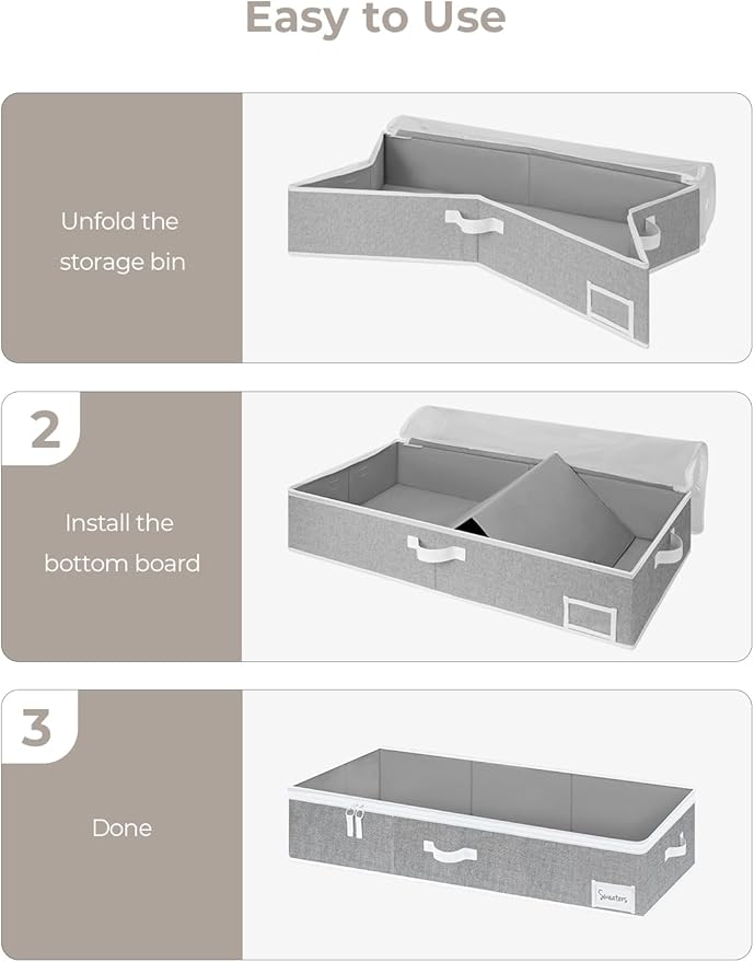StorageWorks Extra Large Under Bed Storage Containers with Handles and Label Holder, 2 Pack Ultra-thick Fabric Underbed Bins, Closet Organizer for Clothes, Blankets, Sweater