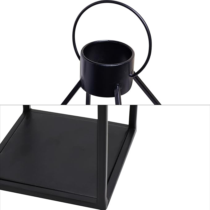 HPC Decor 22'' 19'' 16'' Lanterns Decorative w/Flickering Timer Candles- Tall Large Black Metal Candle Lanterns Set of 3- Modern Farmhouse Decor for Indoor,Outdoor,Tabletop,Porch (No Glass)