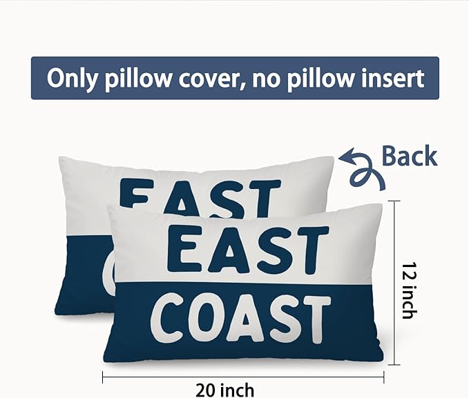 Coastal Beach Room Decor 12x20 Pillow Cover, Coastal Preppy Trendy Retro Neutral East Coast Decorative Lumbar Pillow Covers for Bedroom College Dorm Sofa Couch