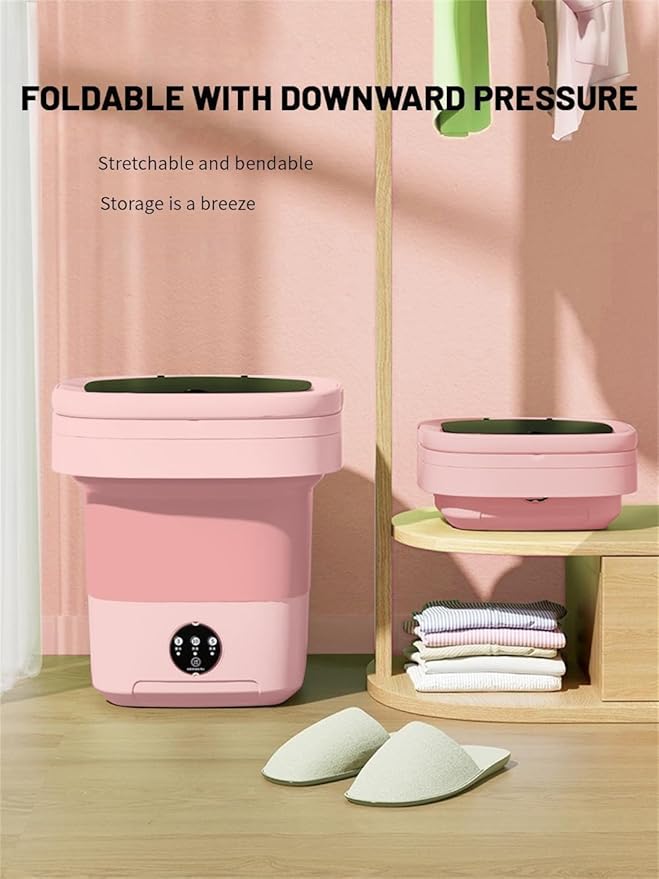 Portable Washing Machine, Mini Washer,16L Upgraded Large Capacity Foldable Washer.Deep Cleaning of Underwear, Baby Clothes and Other Small Clothes.Suitable for Apartments, Dormitories, Hotels.(Pink)