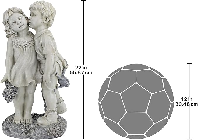 Young Sweethearts: Kissing Children Garden Statue