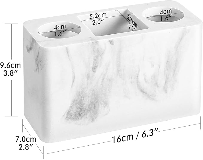 Luxspire Toothbrush Holder, 3 Slots Electric Toothbrush and Toothpaste Holder, Bathroom Countertop Storage Bathroom Accessories Toothbrush Stand for Vanity Counter Organizer Caddy - Gravel White