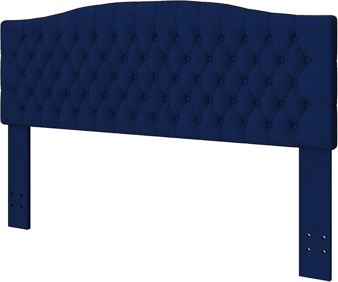 Velvet Upholstered Headboard King/Cal King Size Latest Model Wall Mount, Bed Frame Mount, Featuring High-Density Sponge Padding, Luxury Texture Easy Assembly Comfort and Style-Navy Blue