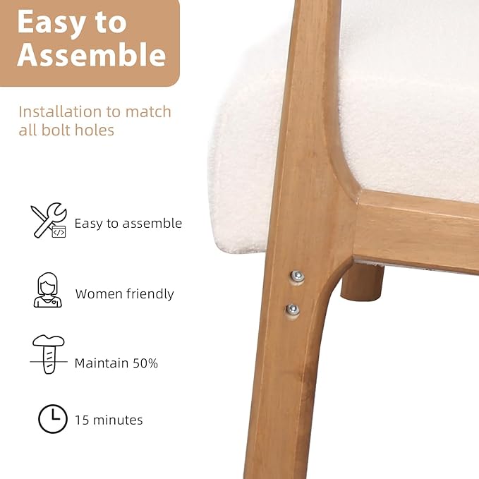 INZOY Mid Century Modern Accent Chair Set of 2, Lamb Wool Fabric Living Room Chairs with Waist Cushion, Upholstered Reading Armchair for Bedroom Sunroom