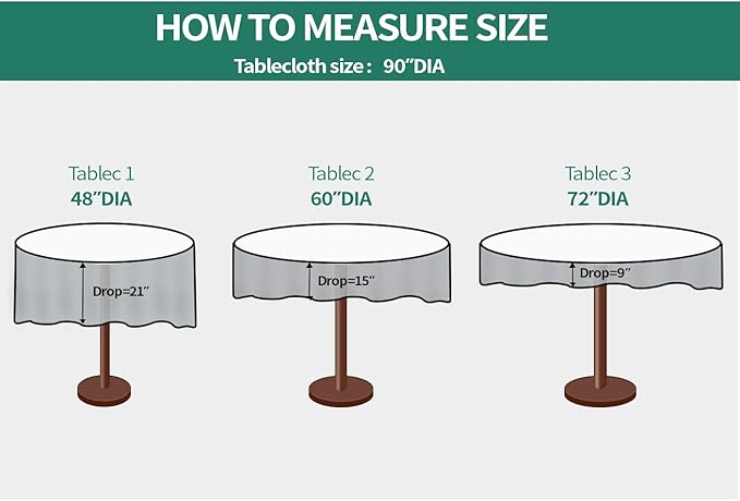 Surmente Ivory Tablecloth for Round Tables, 90-inch Round Table Cloths for Weddings, Banquets, or Restaurants