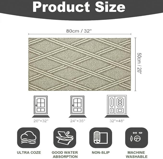 Door Mat Indoor Entrance, Large Welcome Mat Outdoor, Non Slip Front Door Mat Entryway(20x32)