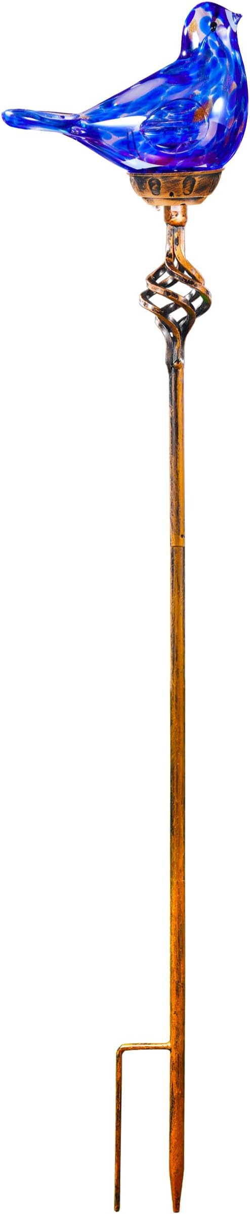 Decorative Solar Lights, Outdoor Solar Bird Stake Lights, Hand Blown Glass Decorative Garden Pathway Lights Outdoor Waterproof Glass Stakes (Dark Blue)