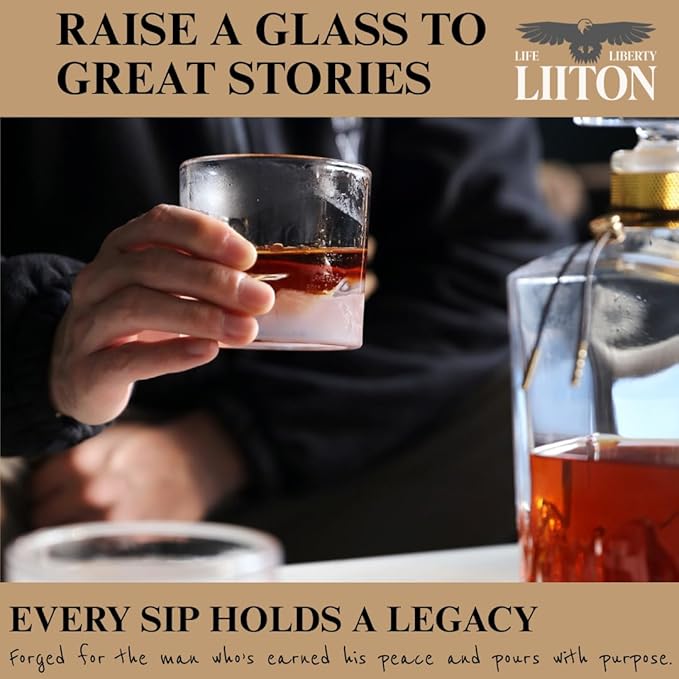 Lake Tahoe Heavy Crystal Whiskey Glasses Gift Set of 2, Thick Freezable Bourbon Glass 1lb Each, Premium Whiskey Gifts for Men, Frozen Crystal Chills Cocktails, 10 oz