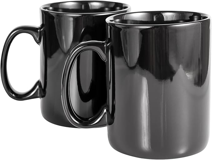 30oz Super Large Ceramic Coffee Mugs Large Handles Set of 2 (black)