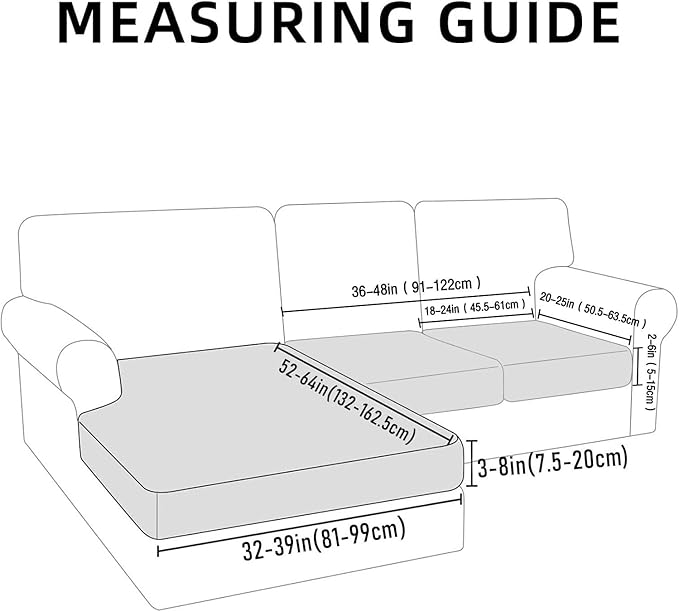 hyha Waterproof Couch Cushion Covers for Pets, Non Slip Sofa Seat Cover for Dogs Washable, Soft Thick Stretch Jacquard Fabric, Sofa Slipcovers with Elastic Bottom (1 Chaise+2 Seater, Taupe)