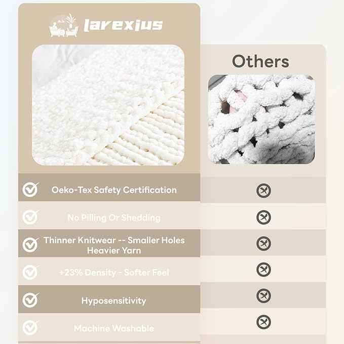 Chunky Knit Blanket - Luxury Soft Cozy Extra Large Size (80 * 90) Throw Blanket,100% Woven Blanket Rope Knot Throw Blanket for Couch, Sofa, Home Decor, Gift - Machine Washable(Milk White )