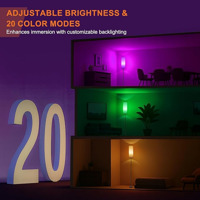 FRIDEKO HOME Floor Lamps for Living Room, Dimmable Colors Temperature & Brightness, Modern Floor Lamp Remote, Tall Standing Lamps for Kid Room Bedroom Office, White Lampshade 9W RGB Smart Bulb