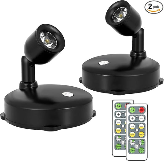 Cordless Spotlight Battery Operated, LED Plant Light, Dimmable Accent Light with Remote, Indoor Display Up Lighting for Picture Photo Tree Dartboard Wall Decor Painting Artwork Portrait