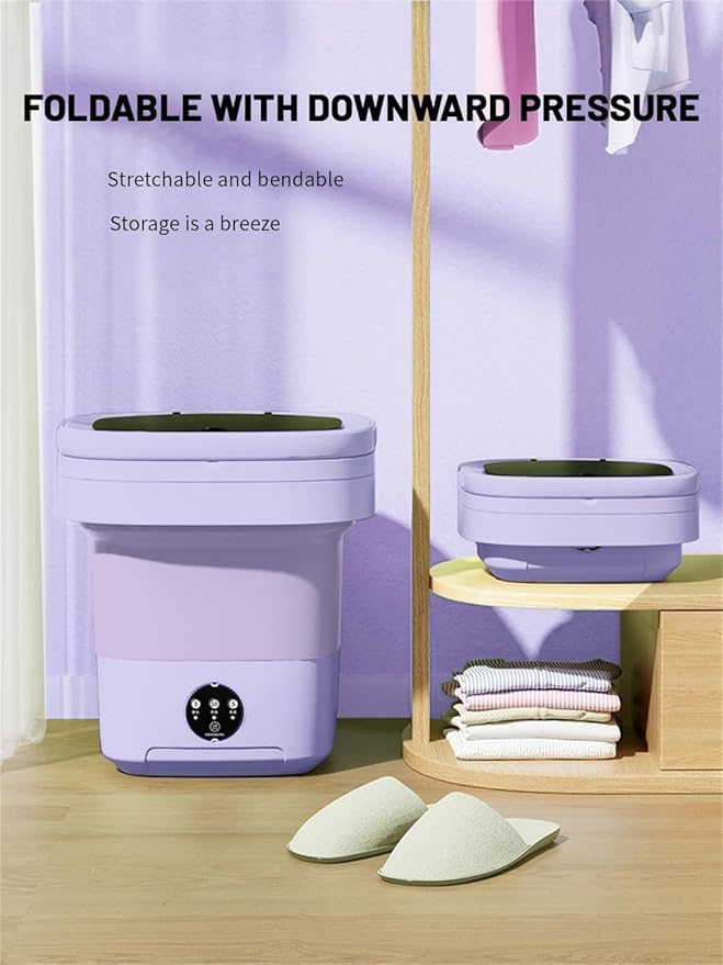 Portable Washing Machine, Mini Washer,16L Upgraded Large Capacity Foldable Washer.Deep Cleaning of Underwear, Baby Clothes and Other Small Clothes.Suitable for Apartments, Dormitories, Hotels.(Purple)