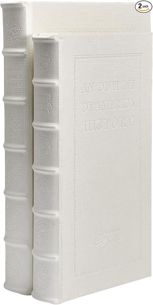 Decorative White Faux Leather Wooden Book Box for Home Decor, Cafe Table, and Bookshelf - Fashion Storage Box (YD-C105 L+S)