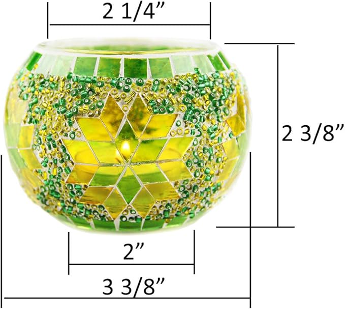 SHMILMH Votive Candle Holder Set of 4, Diwali Decoration for Home, Handmade Mosaic Glass Tealight Candle Holders for Table Centerpiece Decor,Diwali Thanksgiving