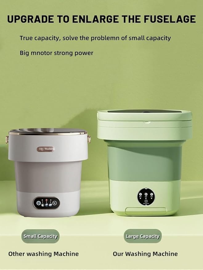 Portable Washing Machine, Mini Washer,16L Upgraded Large Capacity Foldable Washer.Deep Cleaning of Underwear, Baby Clothes and Other Small Clothes.Suitable for Apartments, Dormitories, Hotels.(Green)