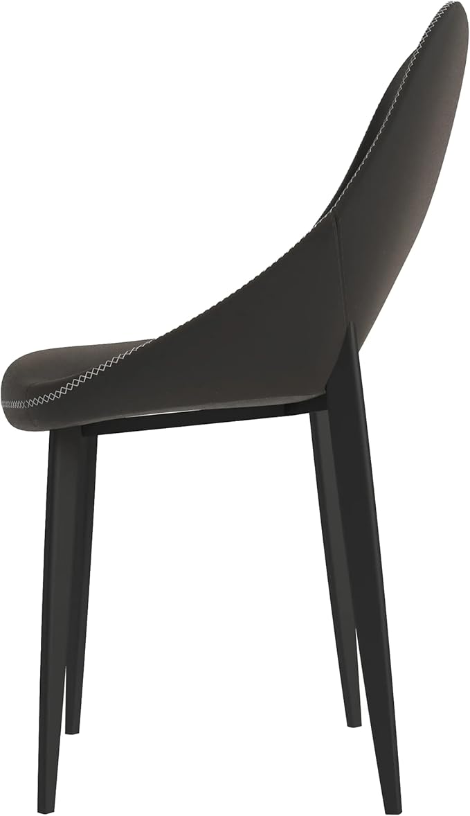 LeisureMod Amalfi Upholstered Fabric Dining Chair – Modern Side Chair with Iron Legs, Mid-Century Accent Chair for Dining Room or Kitchen