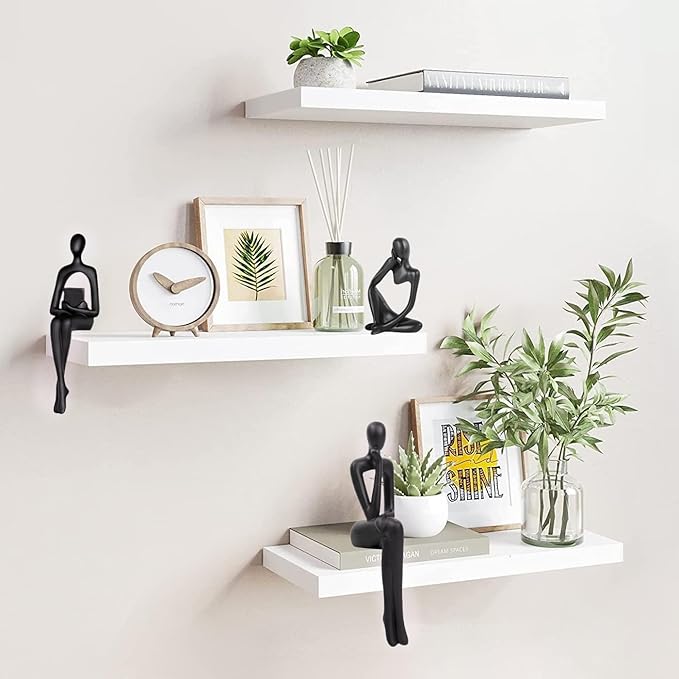 Home Decor Thinker Statue Accents, Set of 3 Thinker Sculptures Office Decor Modern Abstract Resin Decoration on Shelf Table Desk for Living Room Office Bedroom (Small Black)