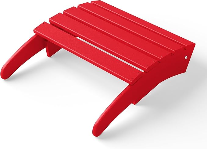 WestinTrends Outdoor Ottoman, Patio Adirondack Ottoman Foot Rest, All Weather Poly Lumber Folding Foot Stool for Adirondack Chair, Widely Used for Outside Porch Pool Lawn Backyard, Red