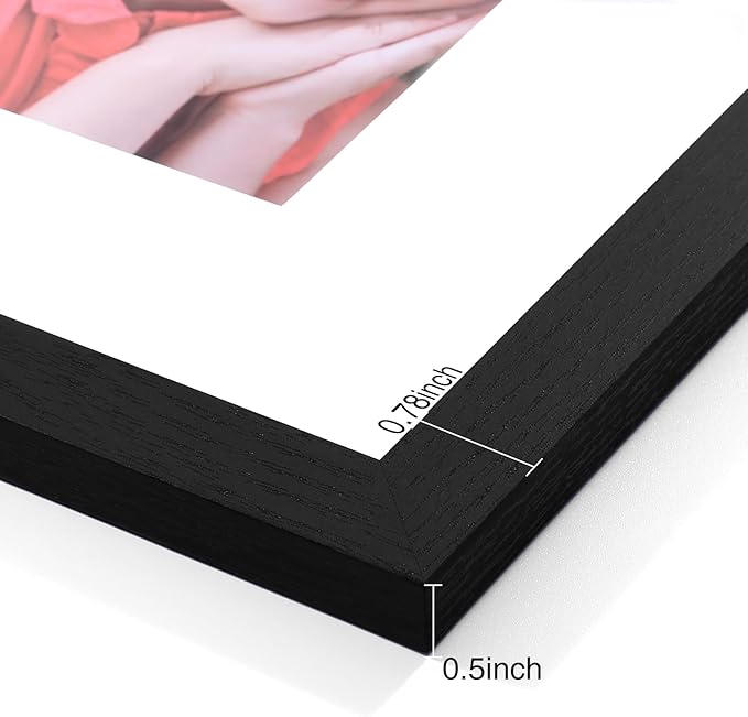 Vittanly 8x8 Picture Frames Set of 9, Shatter Resistant Plexiglass, Display 4x4 Pictures with Mat or 8x8 without Mat, Photo Frames for Wall Mount, Engineered Wood, Black