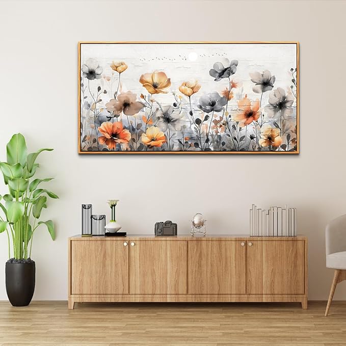 ZUITINGHUA Wood Framed Canvas Wall Art For Living Room Large Wall Decor For Office Bedroom Decorations Flowers Landscape Pictures Farmhouse Paintings Artwork Aesthetic Mural Home Decor 30x60 In