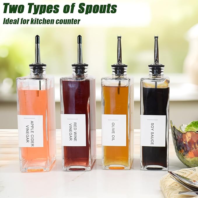 Olive Oil Dispenser for Kitchen, Cooking Oil Container 16.9 oz, Olive Oil Bottles, Soy Sauce Dispenser, Coffee Syrup Bottles (16.9oz, Set of 2)
