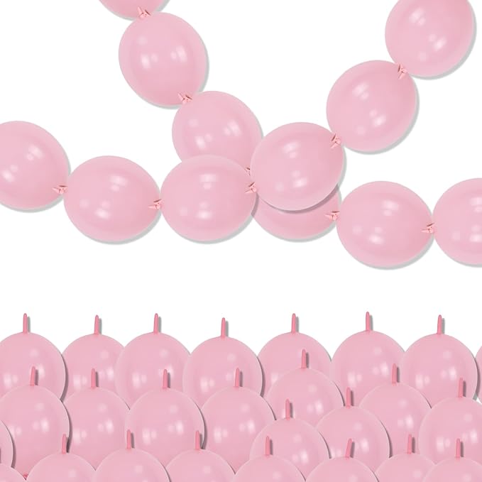 Pastel Pink Quick Link Balloons, 60PCS 10 Inch Baby Pink Linking Balloons for Making Balloon Wall Heart Arch, Tails Balloon for Girls Wedding Birthday Baby Shower Valentine's Party Decorations